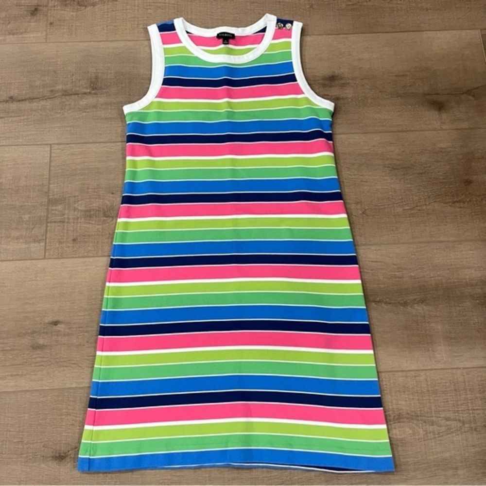 Talbots Bright Stripes Sleeveless Tank Dress Small Multicolor‎ Resort Pool Beach